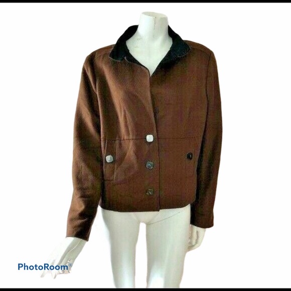 Carlisle Jackets & Blazers - Carlisle 16 Brown Boiled Wool Blazer Jacket Lined